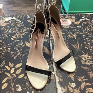 Sophia Webster Black and Cream Strappy High Heel Sandals